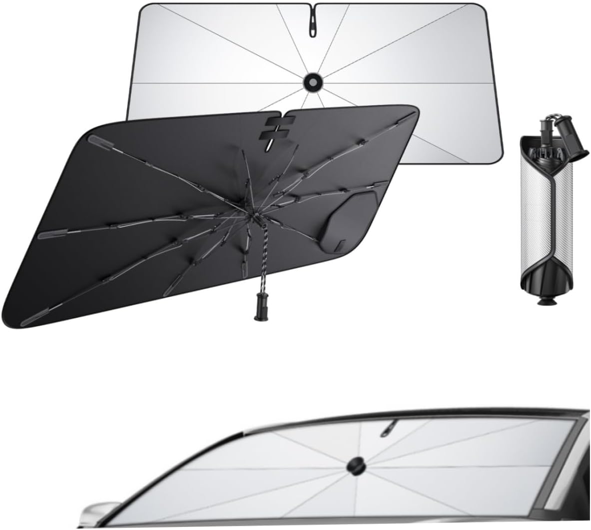 ECOZEN Parasol para Parabrisas Delantero de Coche Opel Mokka B/Opel Mokka E 2021-2026, Parasol Autoadhesivo Coche Delantero Plegable Protección UV y Solar Parasol de Verano Accesorios Opel Mokka B/E