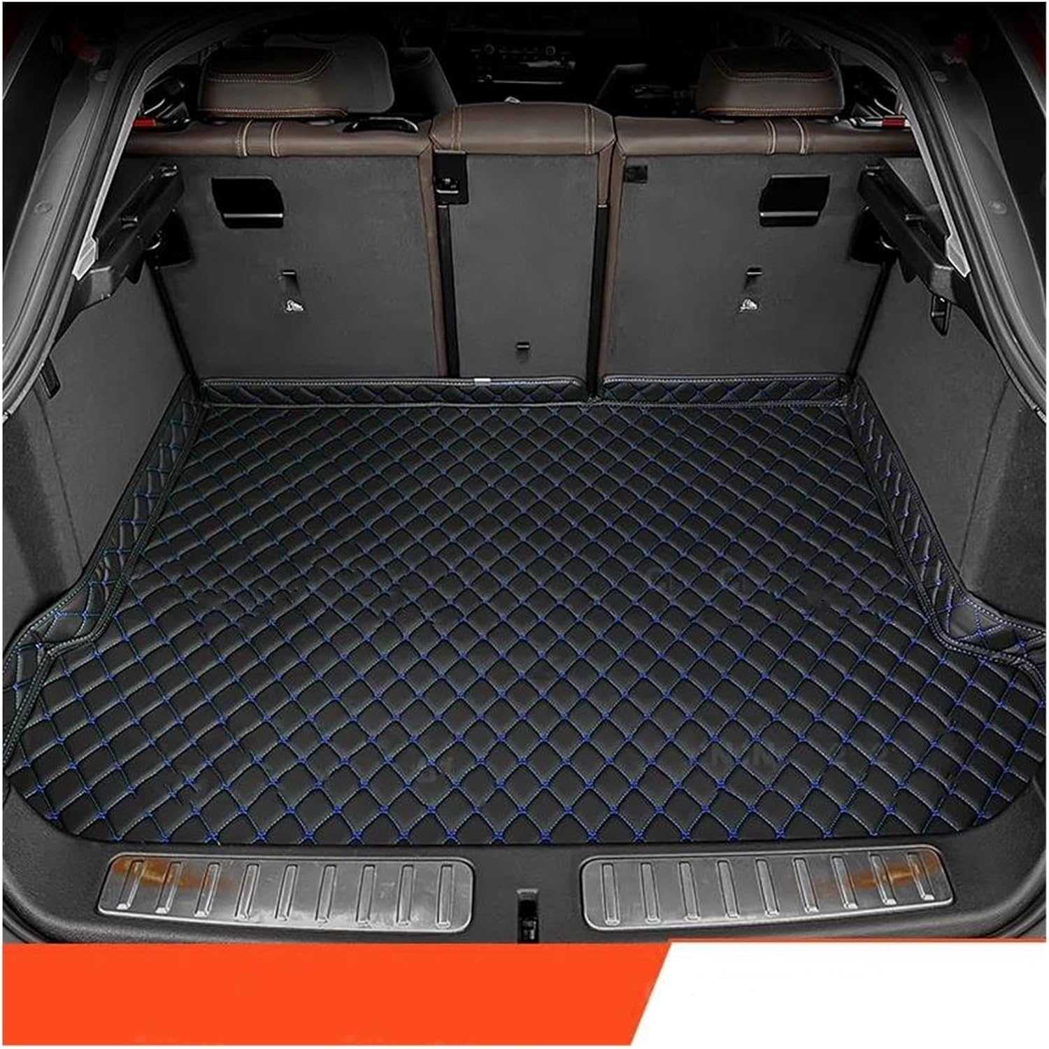 Protector Maletero Coche Alfombrilla Personalizada para Kia EV5 2024-2025, De Cobertura Total, Resistente Al Desgaste, De Piel Sintética.(Black-Blue)