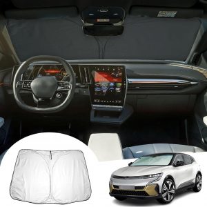 [Update] GAFAT Compatible con Renault Megane E-Tech 2022-2025 2026 Parasol Parabrisas Interior, Megane ETech Accesorios Protección Solar, Refrigeración, Protección UV, UPF 50+