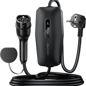 Cargador Coche Eléctrico 3.68kW 16A Tipo 2 Schuko, Cargador Vehículo Eléctrico Portátil 10M con Enchufe Schuko, IP65 Impermeable, Compatible con Tesla Model 3/Y, XC60, EV y PHEV