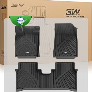 3W Alfombrillas de Coche para Volkswagen ID.7 2024-2025, Thorex™ Alfombrilla para Todo Tipo de Clima para VW ID.7 la 1ª y 2ª Fila Juego Completo, Admite Perros, Accesorios, Negro