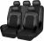 Juego de 9 fundas de asiento de cuero VOIV para Ford Kuga MK2 2012-2019, impermeables, protectores completos para interior, negro A