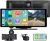 Pantalla AWESAFE inalámbrica con CarPlay y Android Auto, pantalla táctil de 10,26″, dashcam frontal 4K, cámara trasera 1080P incluida, comandos de voz, Bluetooth, GPS, FM, AUX y MirrorLink