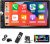 Radio 2 DIN con cable CarPlay y Android Auto, pantalla táctil de 7″, Mirror Link, radio FM, entrada USB/AUX/SD, control de volante y cámara trasera