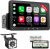 Radio 1 DIN con CarPlay y Android Auto inalámbricos, pantalla táctil de 7″, Bluetooth, Mirror Link para iOS/Android y cámara trasera
