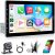 Radio 1 DIN con CarPlay inalámbrico y Android Auto, pantalla táctil IPS giratoria de 10,1″, Bluetooth, radio AM/FM/RDS, control de volante, ecualizador, Mirror Link y USB