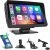 Pantalla portátil inalámbrica CarPlay y Android Auto, monitor multimedia con AirPlay/Mirror Link, Bluetooth manos libres, pantalla táctil de 7″, receptor FM, compatible con AUX y TF
