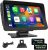 Radio portátil Podofo con CarPlay inalámbrico y Android Auto, pantalla táctil HD de 7″, Bluetooth, transmisión FM, Apple AirPlay y Mirror Link