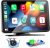 Pantalla de coche con Apple CarPlay y Android Auto inalámbricos y cámara trasera, pantalla HD de 7″ con Mirror Link, radio portátil Bluetooth 5.0 con asistencia por voz, FM y AUX