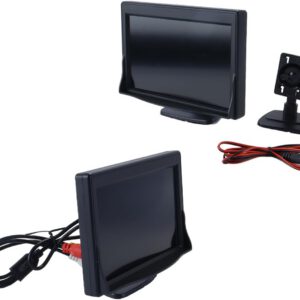 Pantalla TFT LCD de coche de 5″ con doble entrada de vídeo digital HD, cámara de marcha atrás, soporte DVD, cambio automático PAL/NTSC, resolución 800 x 480