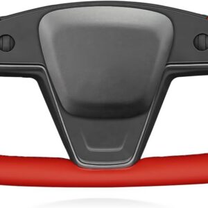 Funda de volante MEWANT cosida a mano en cuero PU rojo perforado para Tesla Yoke Model S Plaid 2021-2023 / Model X 2021-2023, accesorios volante Tesla Yoke