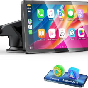 Pantalla LAMTTO de 7″ con CarPlay y Android Auto inalámbricos, radio portátil para coche con Bluetooth, Mirror Link, asistencia por voz, navegación, FM y AUX