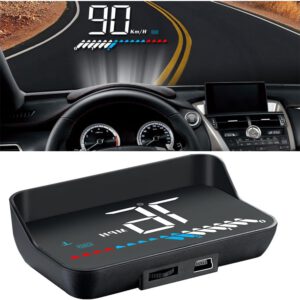CGEAMDY Head Up Display universal, HUD OBD2 y GPS para coche, velocímetro dual OBD2/GPS, proyección LED de velocidad y aviso de velocidad, M7