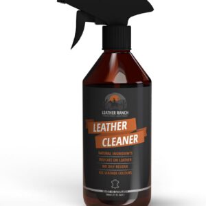 Spray limpiador LeatherRanch para cuero de coche, bolsos, zapatos y chaquetas, 500 ml, limpia sofás de cuero, elimina suciedad y previene la decoloración, limpia tapicería, volante y asientos de coche