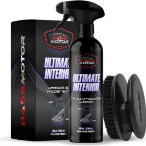 Limpiador de tapicería textil BassMotor para asientos y alfombrillas de coche, limpiador interior para tejidos con cepillo incluido, fácil uso, aroma fresco, 500 ml + cepillo