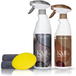 Kit Sisbrill Kaif de limpieza y nutrición para cuero, etiquetas en español