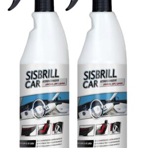 Sisbrill Car, acondicionador para salpicadero, plásticos y cuero, acabado satinado, crema en polvo de tacto seco, 750 ml, pack de 2