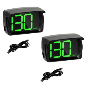 Pack de 2 velocímetros digitales HUD de coche, Head Up Display de 2,8″ KM/H, velocímetro con chip GPS, indicador de velocidad para todos los vehículos, USB plug & play
