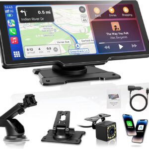 Pantalla CarPlay para coche compatible con Apple y Android Auto, 10,26″ táctil con cámara trasera IPS 1080P, Bluetooth, GPS, Super Link, FM, AUX y control por voz