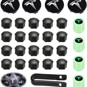 Set de cubiertas de rueda Tesla, kit de tapas centrales y tapas de tuercas con emblema del logo Tesla