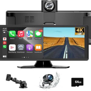 Pantalla de coche de 10,26″ con CarPlay para Apple y Android Auto, cámara trasera 1080P, navegación GPS, Mirror Link, Siri/Google, FM, AUX y tarjeta TF 64 GB