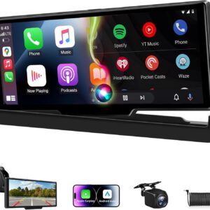 Pantalla CarPlay única con Android Auto y soporte, pantalla táctil de 10,26″ con cámara trasera, navegación GPS y pantalla inicial personalizable