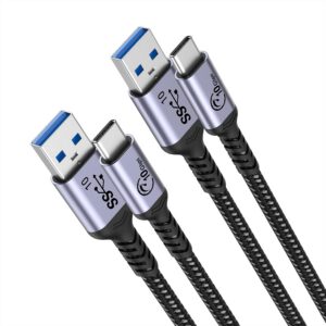 Cable USB C 10 Gbps, 1 m, pack de 2, USB 3.1 Gen 2 Type-C de alta velocidad, compatible con Android Auto, Auto Play, cargador de coche e iPhone 16/15
