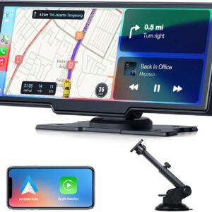 Pantalla Volam de 9,26″ para coche con CarPlay y Android Auto inalámbricos, pantalla táctil, espejo iOS, navegación, Siri, asistente de voz Google, FM, AUX y Bluetooth 5.0