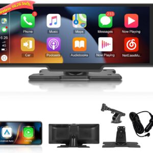 Pantalla IPS táctil de coche de 10,26″, Android Auto y CarPlay inalámbricos con control por voz, FM/AUX y navegación, para todos los vehículos