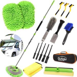 Kit de limpieza de coche, guante tipo mopa de 62 pulgadas con mango largo, set de cepillos de detailing, suministros completos de limpieza
