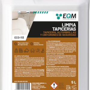 Limpiador profesional de tapicería EQM ECO-113, 5 L, para tela, cuero y Alcántara, elimina manchas y malos olores, ideal para alfombras, tapicería, moquetas y cinturones