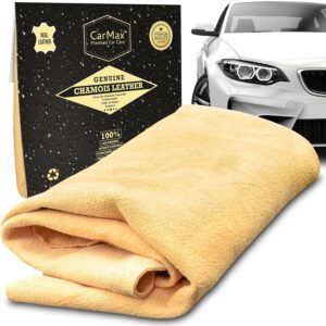 CarMax gamuza mediana de secado para coche, gamuza de cuero natural, toalla profesional y amateur, ecológica