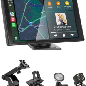 Pantalla CarPlay de 8″ para coche, pantalla táctil con cámara trasera, Android Auto inalámbrico, Mirror Link, navegación GPS, control por voz, AUX y FM