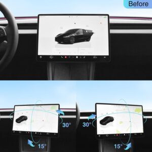 Soporte de pantalla giratorio para Tesla Model Y Juniper 2025 2026 y Model 3 Highland 2024 2025, giro 30° izquierda/derecha y 15° arriba/abajo, soporte de aleación de aluminio
