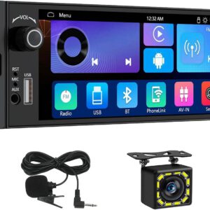 Radio Eonon Linux de 6,36″ 1 DIN con CarPlay, Android Auto, pantalla táctil, control físico de volumen, Bluetooth, Screen Mirroring, cámara trasera y potencia 4 x 48 W, X3U