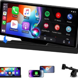 Pantalla Jansite Android Auto y CarPlay para coche con soporte personalizable, pantalla de 10,26″, navegador GPS, Bluetooth, Siri y Google