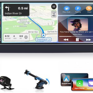 Pantalla CarPlay de coche de 10,26″ con Android Auto inalámbrico, cámara trasera HD 1080P, navegación GPS, Mirror Link, control por voz, FM y AUX, para todos los coches