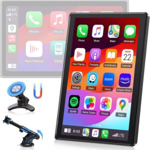 Pantalla CarPlay 2025 horizontal/vertical con Android Auto, pantalla de 7″ con actualización OTA, soporte magnético, navegación GPS, Siri/Google y Superlink