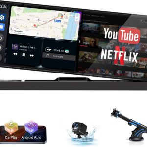 Pantalla 2026 para coche con Netflix, CarPlay y Android Auto, YouTube/TikTok, pantalla exclusiva de 10,26″, radio CarPlay con WLAN dual, cámara trasera y Bluetooth
