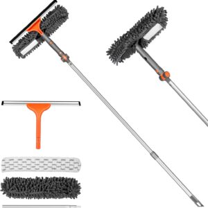 Kit 2 en 1 de limpieza de parabrisas con barra extensible, cabezal flexible para cristal interior y exterior de coche