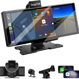 Pantalla de coche CarPlay de 10,26″ para Apple CarPlay y Android Auto, pantalla IPS, GPS, Bluetooth, Mirror Link, AUX, control de voz manos libres y tarjeta TF 64 GB