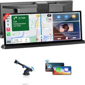 Pantalla CarPlay inalámbrica de 11,26″ para coche, Apple CarPlay y Android Auto, pantalla IPS táctil, navegación GPS, Mirror Link, control por voz, FM y AUX