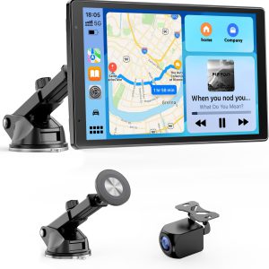 Pantalla portátil Avylet de 8″ con Apple CarPlay y Android Auto, soporte magnético, actualizaciones OTA, cámara trasera IP67 1080P y control Bluetooth