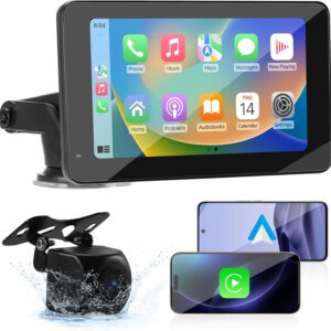 Pantalla CarPlay de 7″, pantalla Android Auto 2025 mejorada, CarPlay Buddy Display con navegación, control por voz, Mirror Link, pantalla táctil y reproductor multimedia para coche