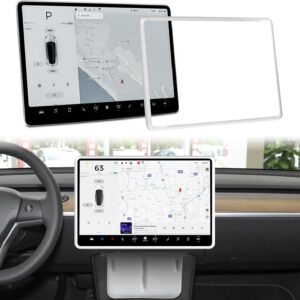 Protector de marco de pantalla blanco frani para Tesla Model 3 2017-2023 y Model Y 2020-2024, decoración interior