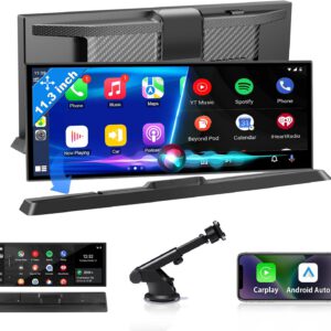 Pantalla exclusiva de 11,3″ con Android Auto y CarPlay, soporte estable, doble navegador GPS, Bluetooth, Siri y Google para coche y caravanas
