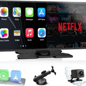 Pantalla LAMTTO con Netflix, YouTube y TikTok, CarPlay inalámbrico y Android Auto de 10,25″, cámara trasera, doble navegación, Bluetooth y pantalla dividida para iOS 10+ y Android 11+