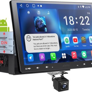 Radio Android A5L 2 DIN y 1 DIN, pantalla flotante de 10″, CarPlay y Android Auto inalámbricos, WiFi, BT, USB, HD LRV, 2G+32G, DSP/FM
