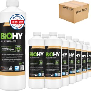 Limpiador de tapicería BiOHY, 12 botellas de 1 litro, ideal para asientos de coche, sofás, colchones, etc., también apto para lavadoras