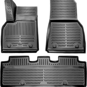 Set de alfombrillas de goma 3D ELMASLINE para Tesla Model 3 2017-2025, alfombrillas de goma con borde alto de 2″